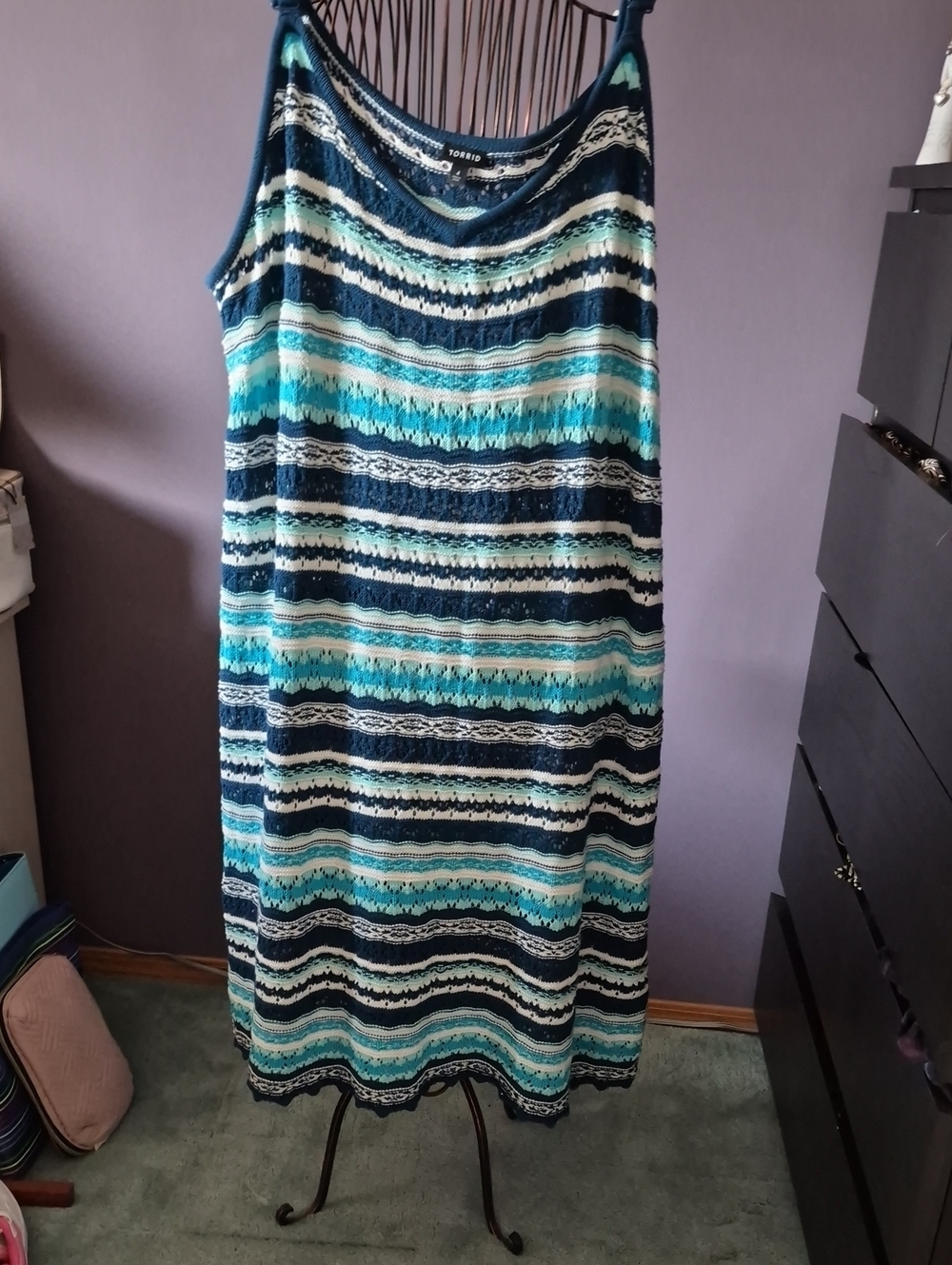 TORRID Blue & Teal Striped Knit Maxi Skirt